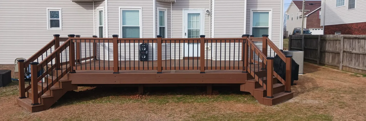 beautifully constructed deck with two entrances